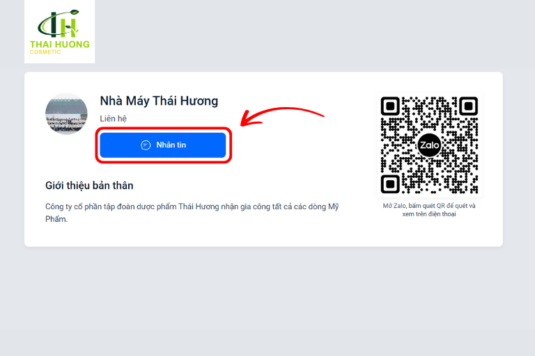 Khách hàng click vào nút nhắn tin để nhận báo giá từ Thái Hương
