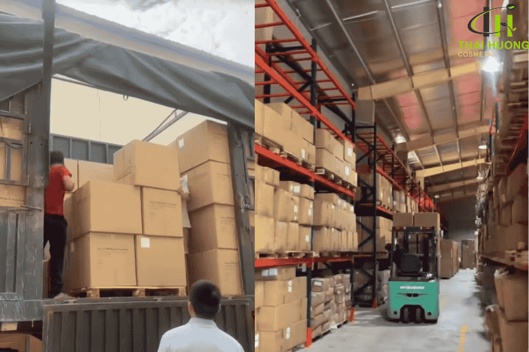 Quá trình nhập nguyên liệu phục vụ sản xuất tại nhà máy Thái Hương