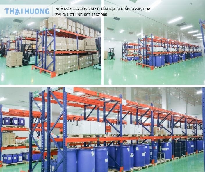 Kho nguyên liệu đạt chuẩn cGMP tại nhà máy Thái Hương
